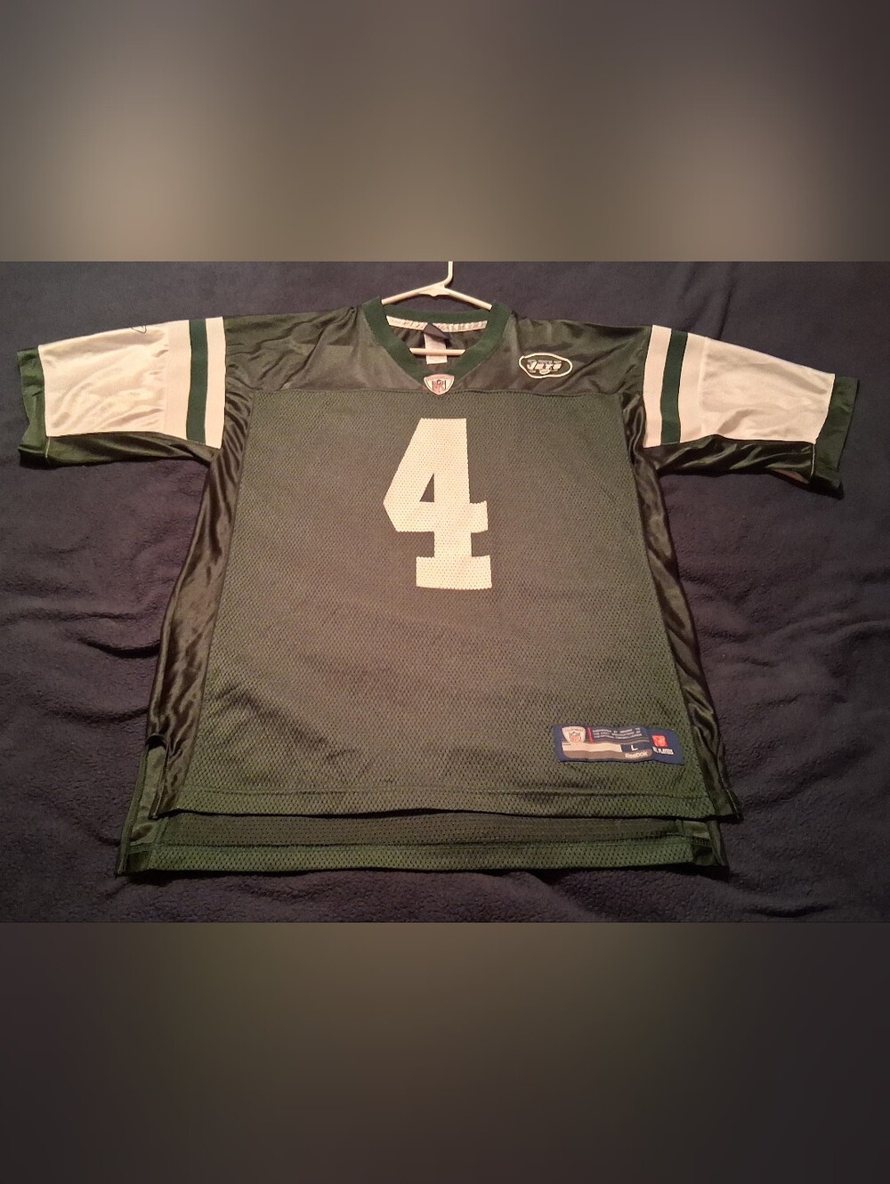 Reebok Onfield, New York Jets, Brett Favre #4 jersey. Green. Sz. LARGE